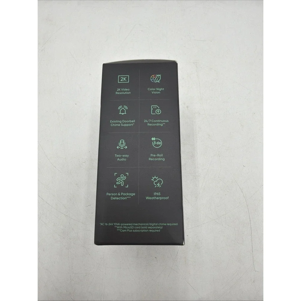 Wyze Video Doorbell v2 Wired 2K Resolution Night Vision Detection Black